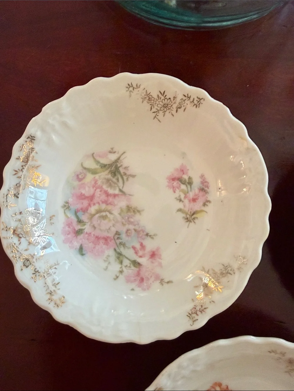 Haviland Limoges Porcelain Dessert Bowls, Pink Roses Collectible. Set of 3